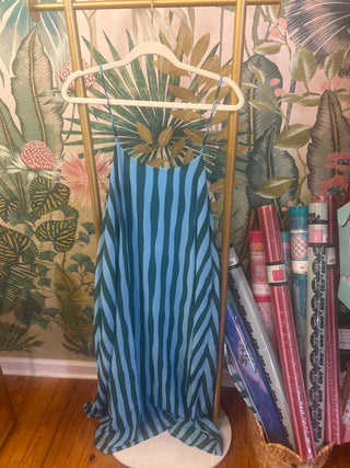 Blue & Green Striped Maxi Dress