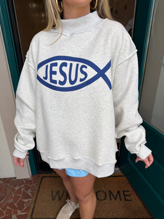 Jesus & Child of God Reversible Mock Neck Sweatshirt
