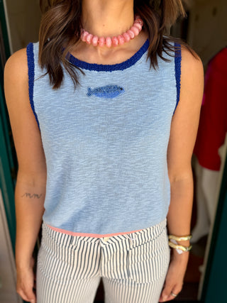 Coastal Blue Beaded Fish Top