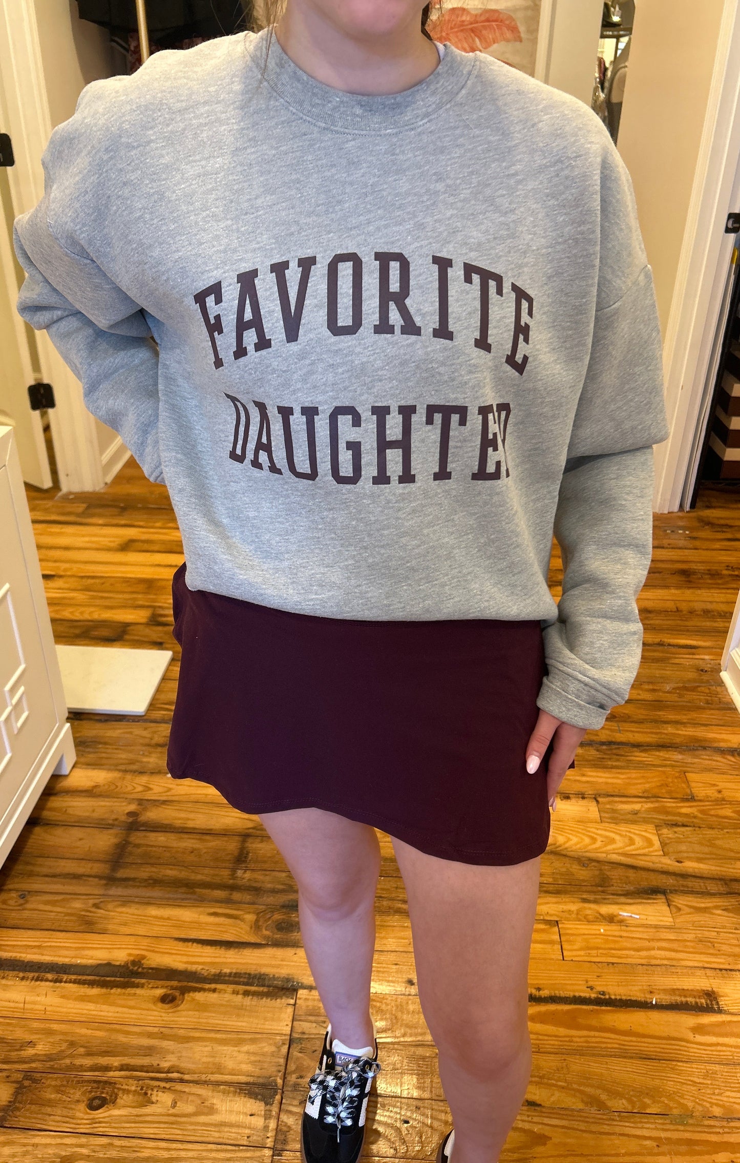 Burgundy Lettered Favorite Daughter Sweatshirt