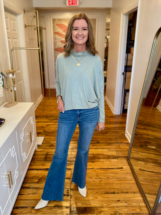 Draped Turtleneck Dolman Top-Saturday Steal