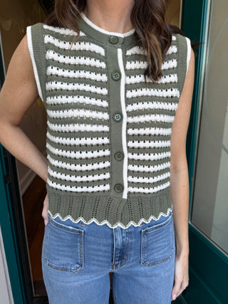 Sleeveless Striped Knit Vest Top