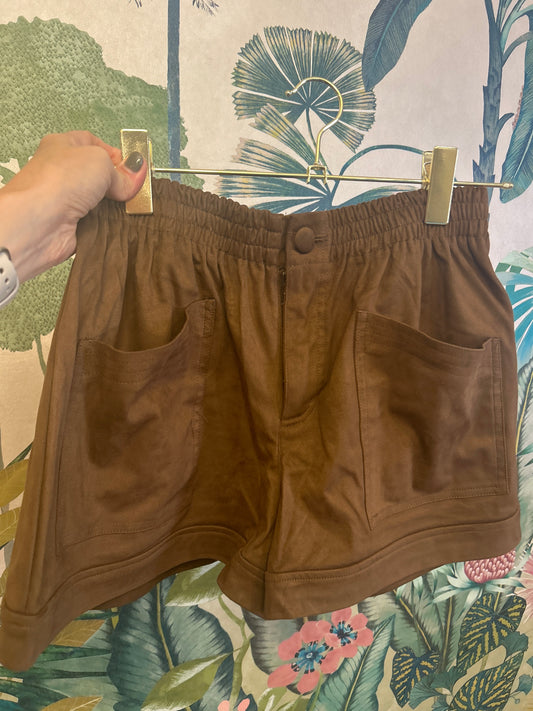 Brown Suede Shorts