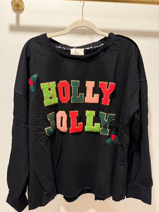 Black Holly Jolly Sweater