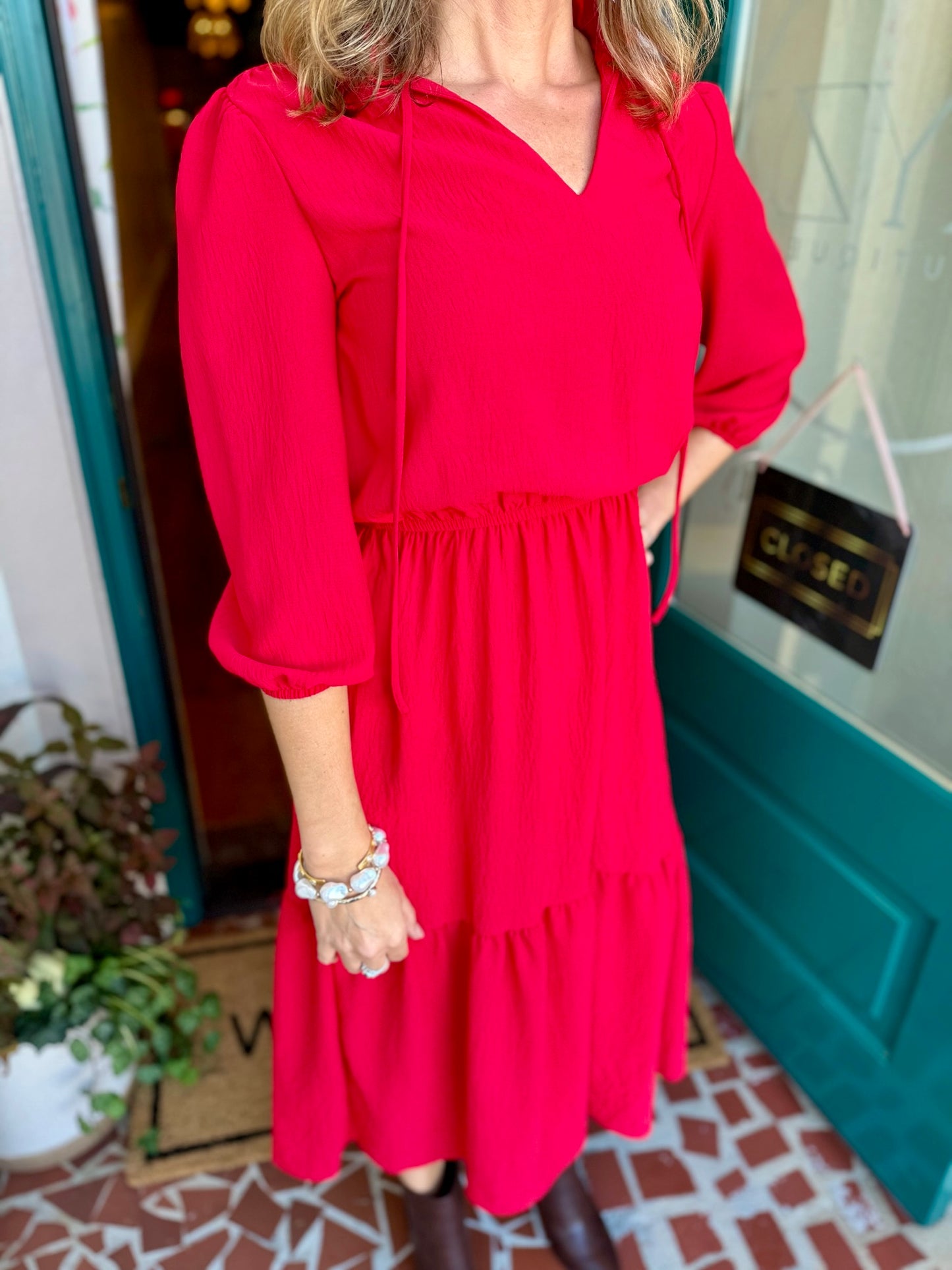 Red Tiered Maxi Dress