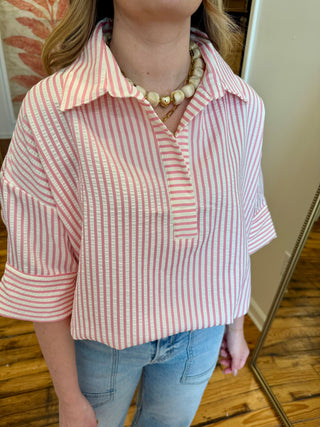 Collared Stripe Blouse
