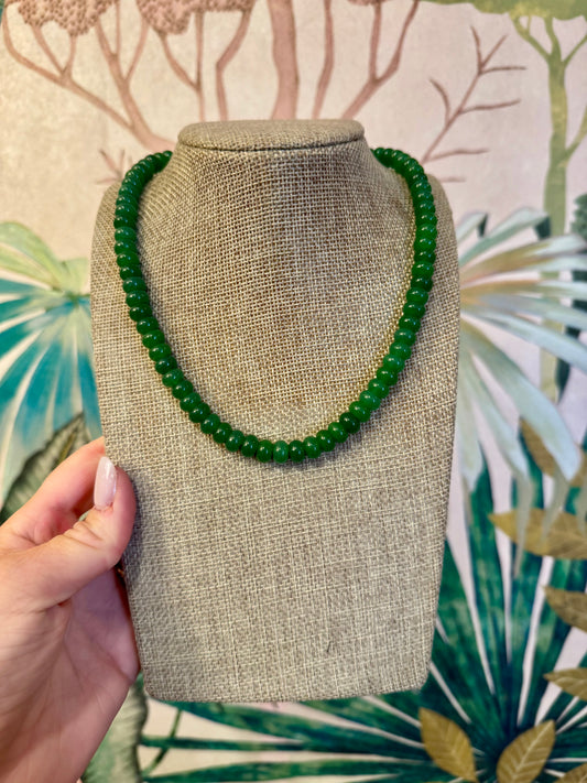 Green Candy Bead Necklace - Cherry Laurel Design
