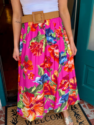 Pink Floral Maxi Skirt