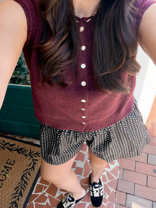 Rolled Edge Button Front Sleeveless Sweater-Saturday Steal