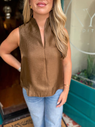 Stand Collar V Neck Top