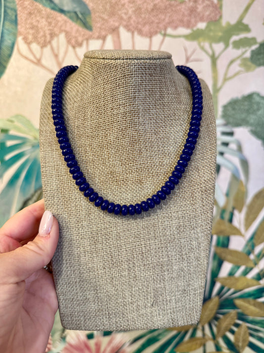 Dark Blue Candy Bead Necklace - Cherry Laurel Design