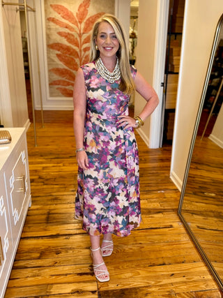 Plum Natural Chiffon Midi Dress