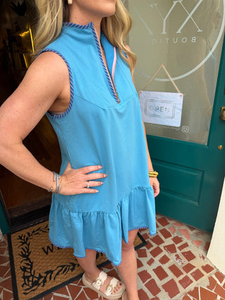 French Terry Half Zip Dress- Saturday Steal