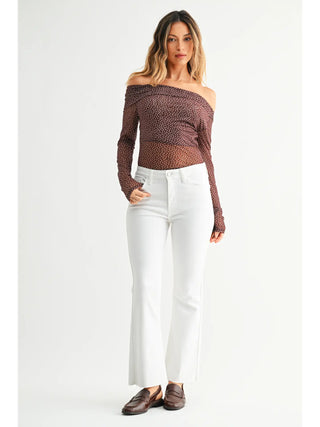Brittany White Cropped Flare Denim