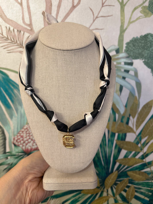 Black Stripe Gamecock Scarf Necklace