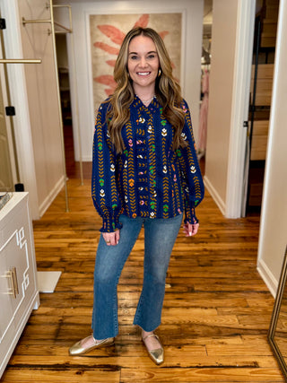 Midnight Floral Mix Top