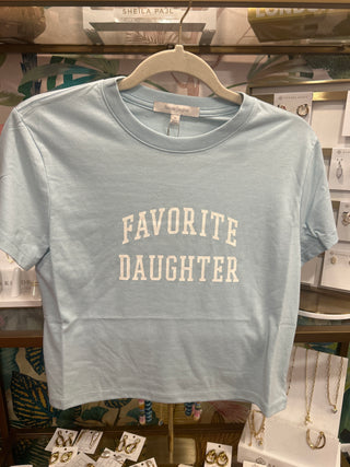 Baby Blue Cropped Collegiate Tee