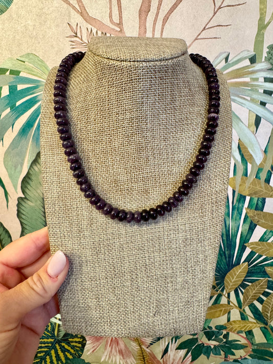 Dark Purple Candy Bead Necklace - Cherry Laurel Design
