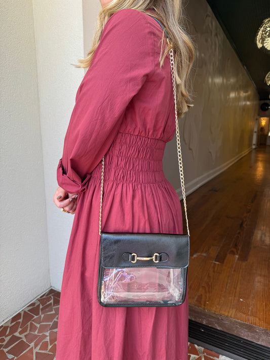Black Lux Stadium Clear Purse