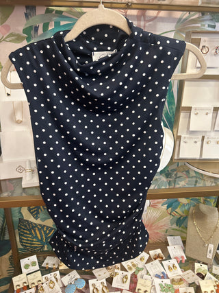 Polka Dot Ruched Sleeveless Top