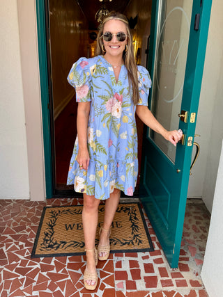 Puff Sleeve Floral Tiered Dress