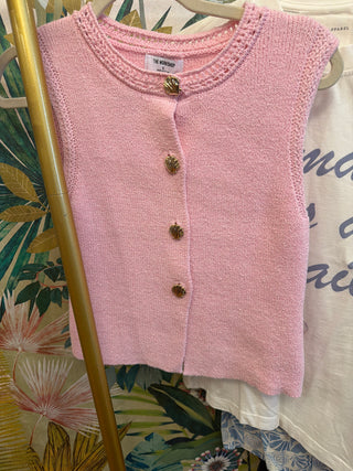Pink Sea Shell Button Front Top