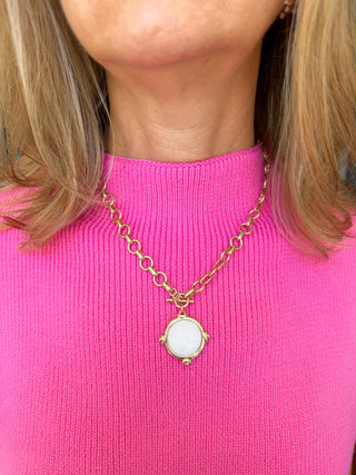 Circle Stone Link Necklace