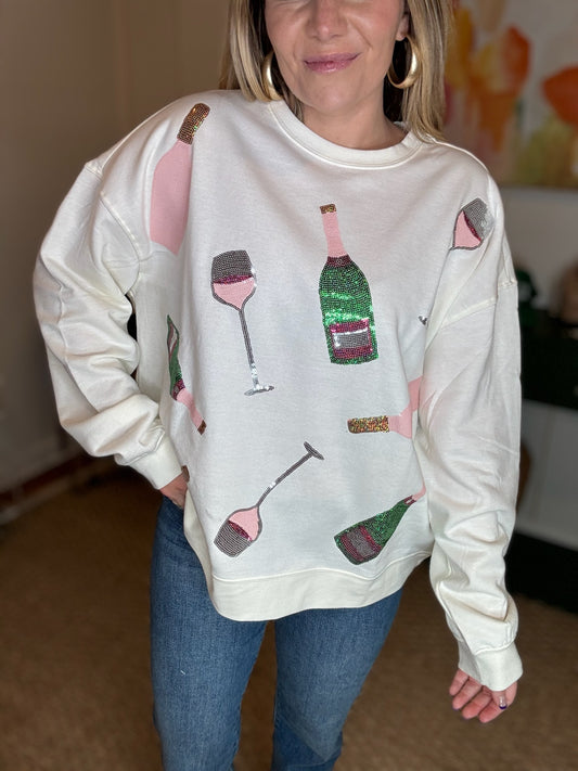 Wine Glass Sparkle Sweatshirt