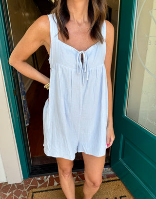 Baby Blue Gauze Sleeveless Romper