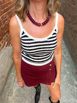 Striped Round Neck Sweater Tank