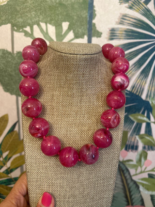 Fuchsia Beaded Necklace