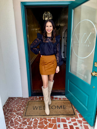 Black Floral Overlay Top