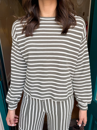 Striped Crew Neck Knit Top