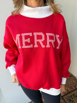 Merry Mock Neck Sweatshirt-Saturday Steal