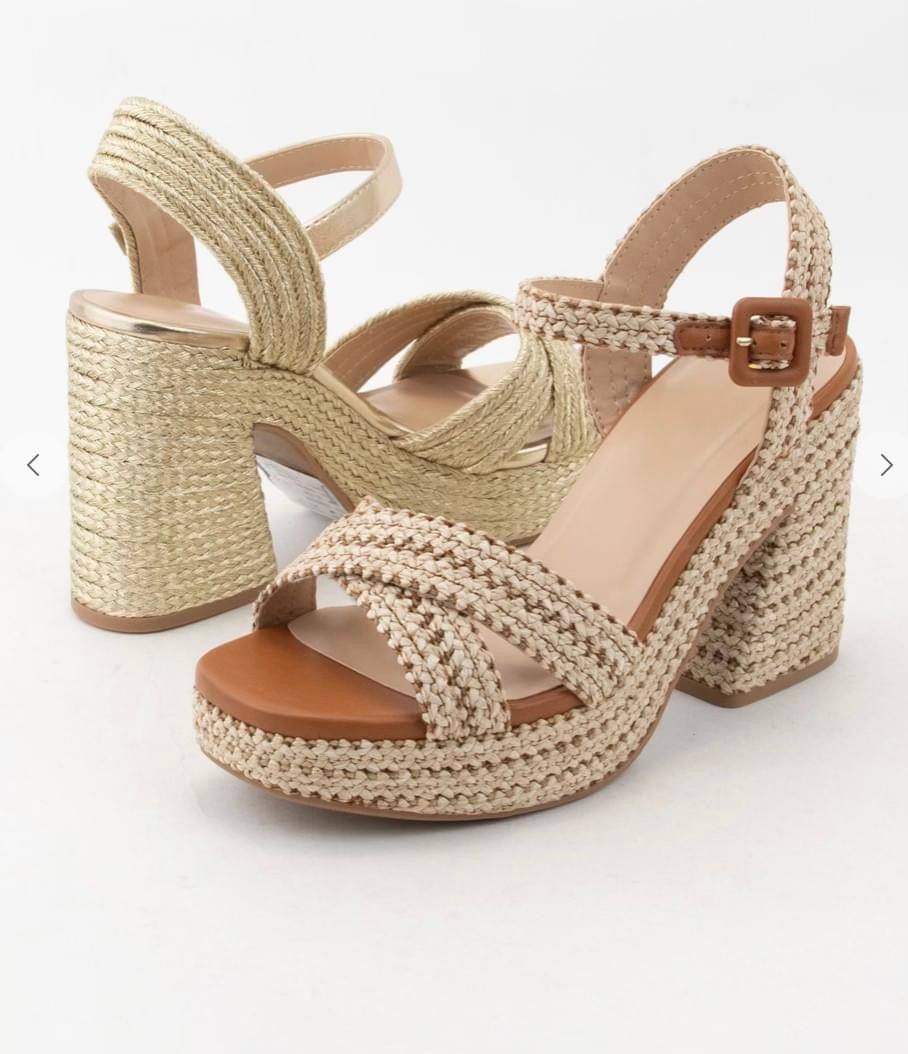 Yara Raffia Block Heel