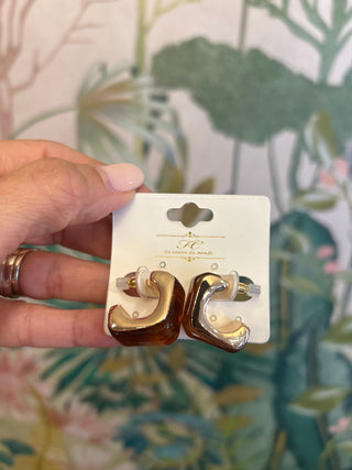 Tortoise Square Hoop Earrings