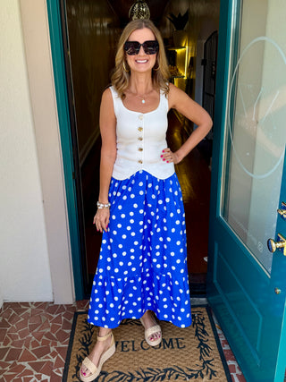 Katana Dot Pleated Maxi Skirt