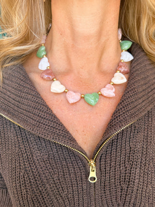 Merritt Multicolored Heart Chunky Beaded Necklace