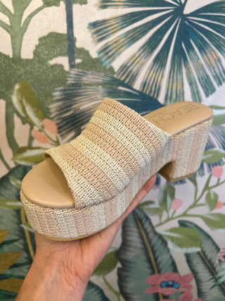 Terry Natural Stripe Platform Sandal