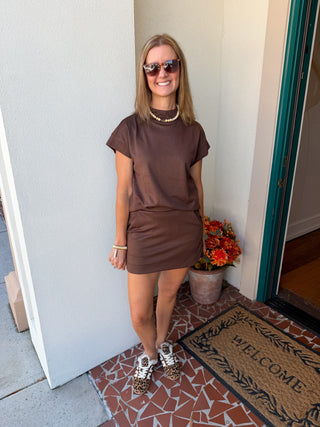 Mock Neck Scuba Skort Set