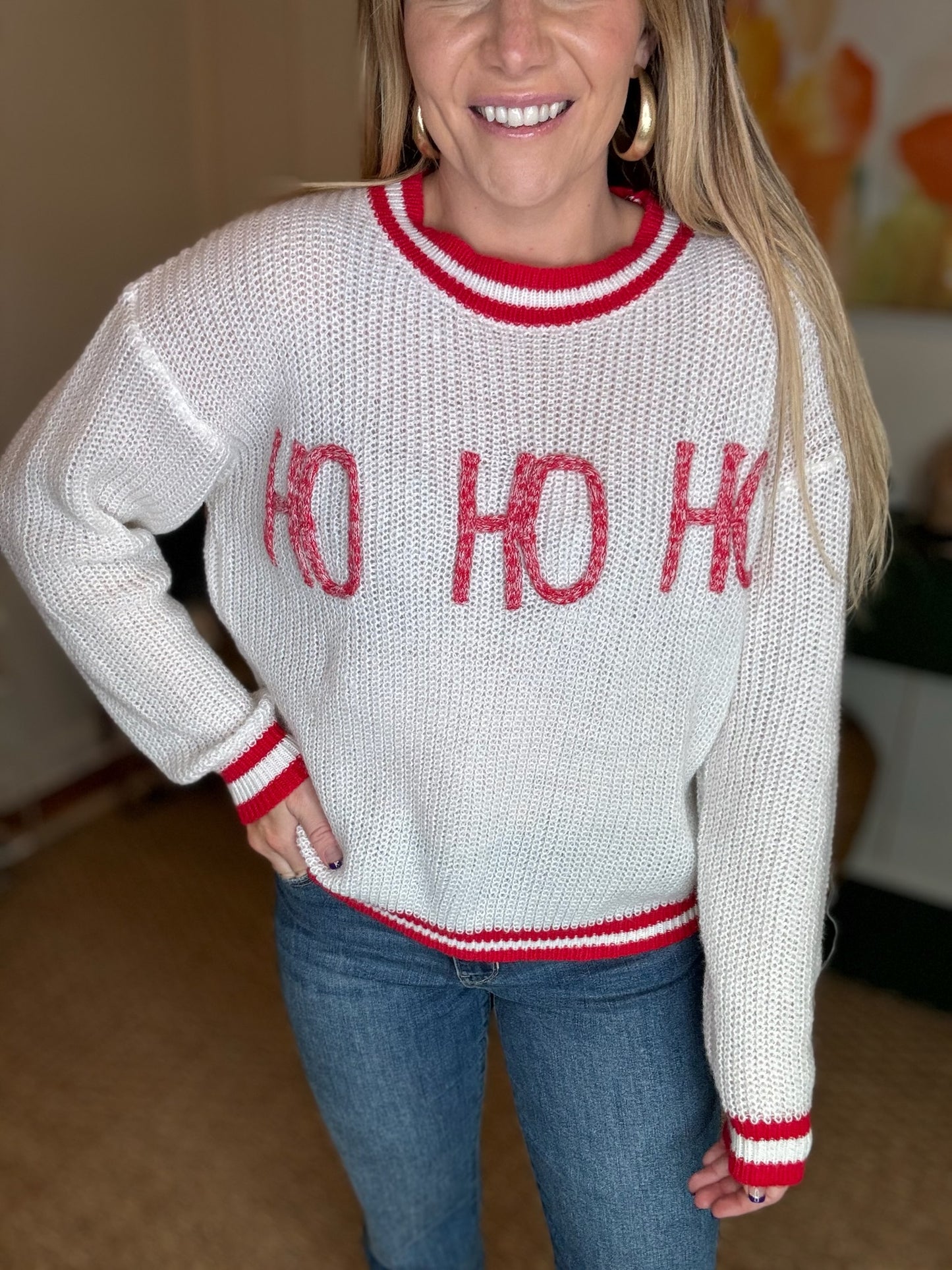 HO HO HO Lettering Stitch Sweater