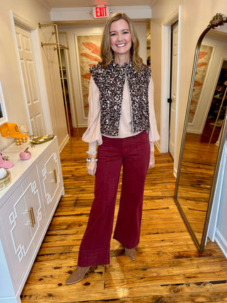 Brown Leopard Quilted Vest