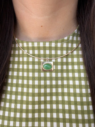 Gold Oval Stone Collar Necklace