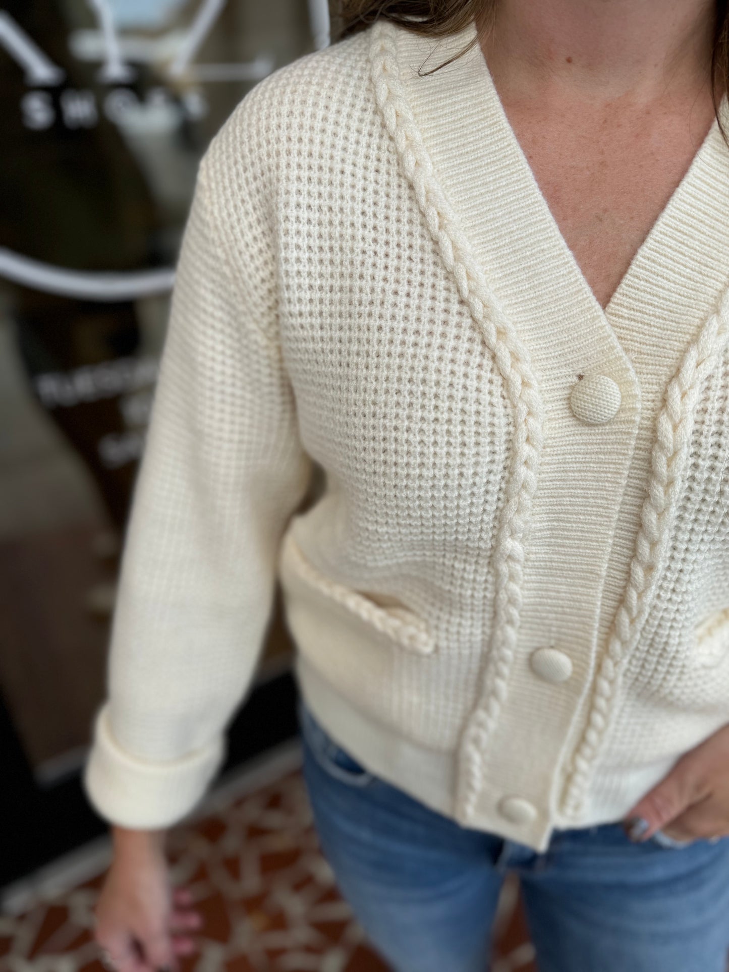 CREAM Cardigan With Braided Detail