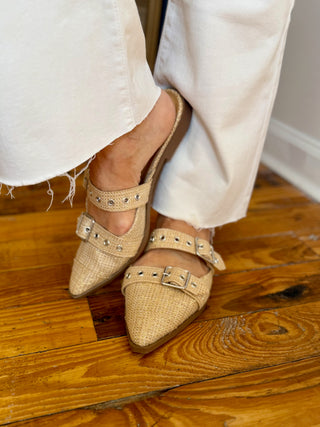Raffia Usual Buckle Flat