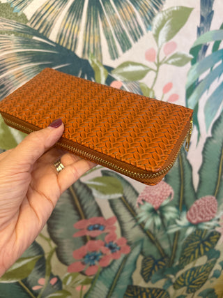 Vegan Leather Weave Detail Wallet