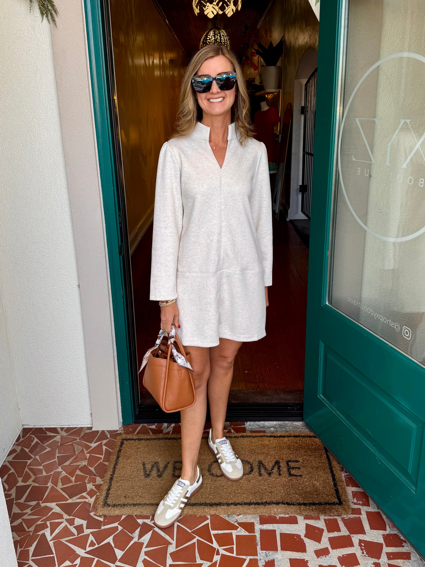 Herringbone Pattern Shift Dress