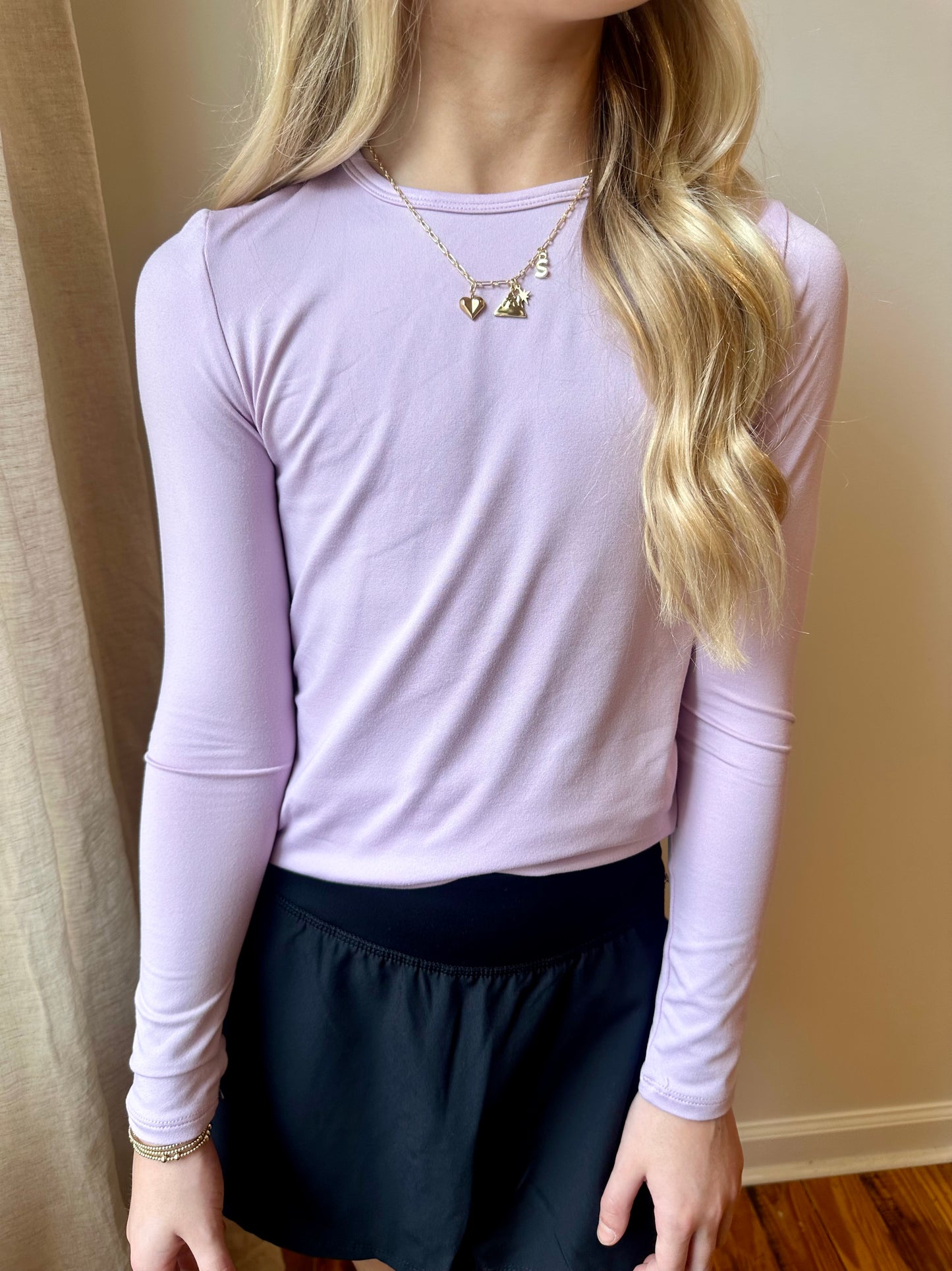 Girls Lavender Long Sleeve Top