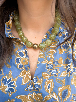 Green Cubed Necklace