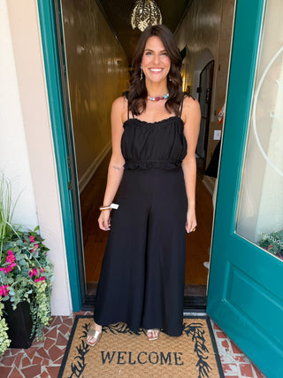 Ruffle Smocked Bust Top & Wide Leg Pants Set